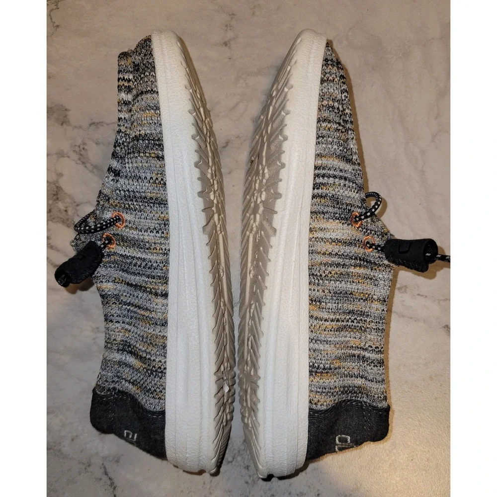 Hey Dude Wally Youth Tiger‎ Mix Grey Orange Slip On Loafers Shoes Size Y3 L4